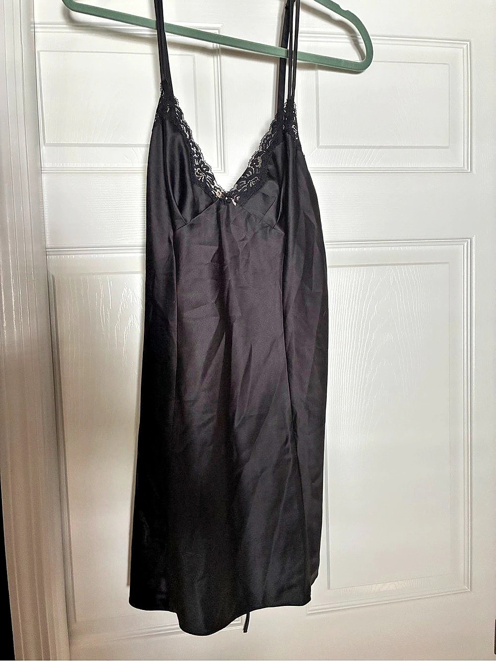 Black Lace-Trim Slip Dress